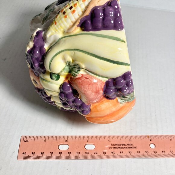 Vintage Ceramic Fall Thanksgiving Cornucopia Table Centerpiece Decor Planter - Picture 14 of 16